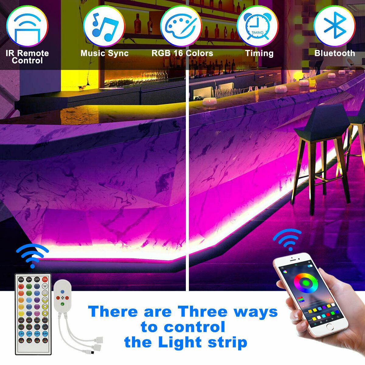 LED Strip Lights 5050 RGB Bluetooth Room Light